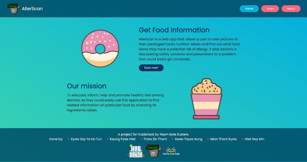 Allerscan hackathon project homepage screenshot